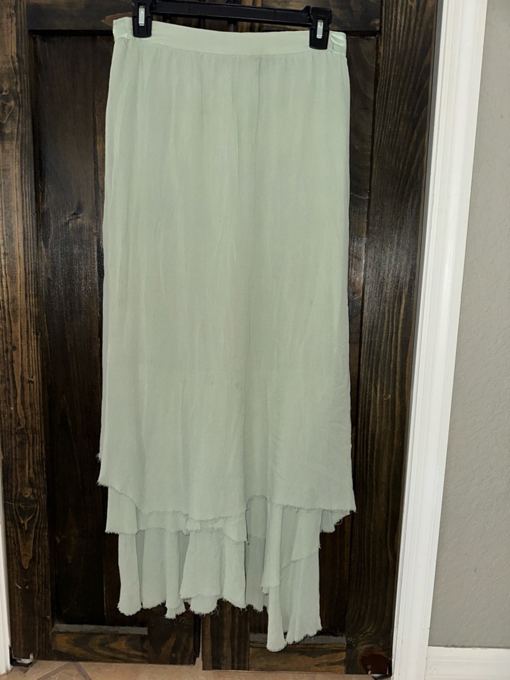 Alice + Olivia Layered High-Low Midi Skirt in Light Sage